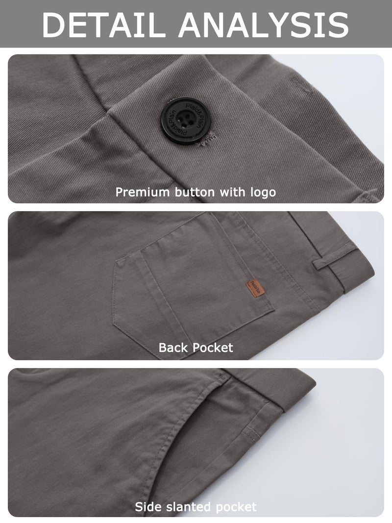 Plaid&Plain Men's Slim Fit Khaki Pants Stretch Cropped Chino Skinny Pants 130201 Grey 27 - Image 5